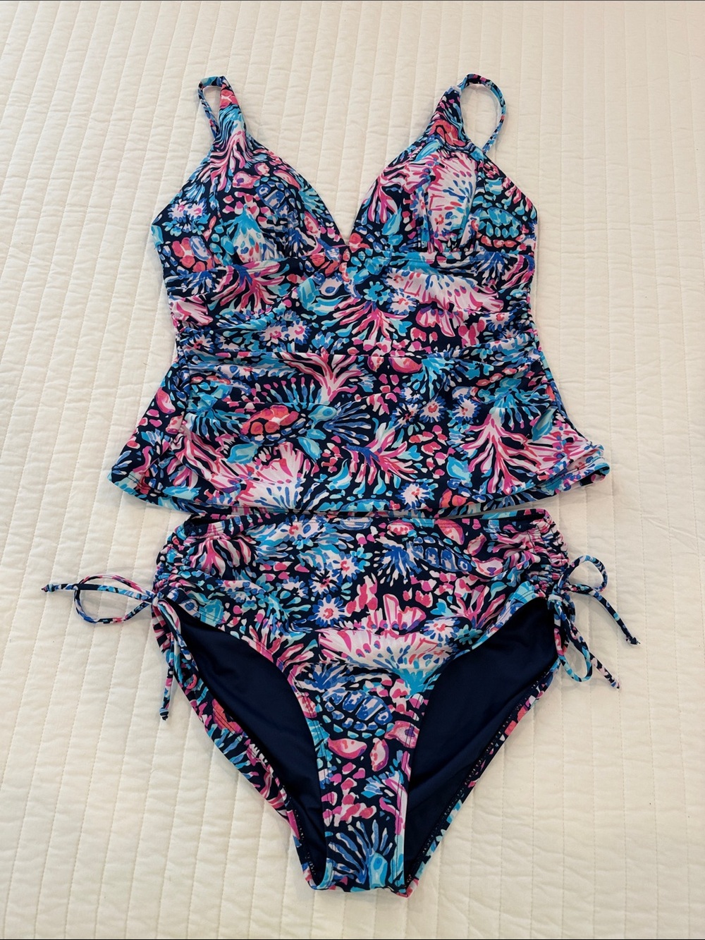 Stella Parker Sea Life Pink Blue Black and White Tankini Swim Set